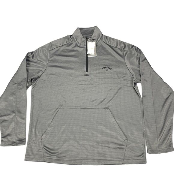 Callaway Golf Sweatshirt Mens Medium Gray OptiDry Mock Neck UPF 50+ Quarter Zip - Picture 13 of 15